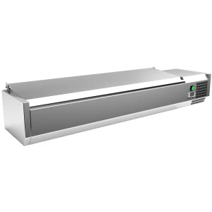 Vitrina 7 cubetas GN1/4 con TAPA de 1500 x335 x270h mm PEKIN VRX1500330SL