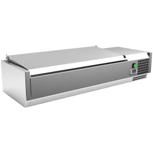 Vitrina 3 cubetas GN1/3 + 1 cubeta GN1/2 con TAPA de 1200 x395 x270h mm PEKIN VRX1200380SL