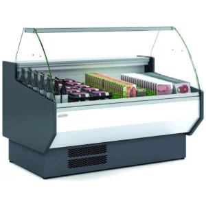 Vitrina Refrigerada Cristal Curvo Fondo 1100 dim.2525x1100x1235h mm Línea Córdoba VED-10-25-C-TF