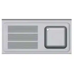 FREGADERO INDUSTRIAL 1200x600mm ESCURRIDOR IZQUIERDA 400x400 CON BANCADA