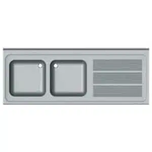 FREGADERO INDUSTRIAL 1400x600mm ESCURRIDOR IZQUIERDA 2 SENOS 400x400 CON BANCADA