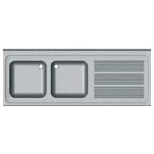 FREGADERO INDUSTRIAL 1400x600mm ESCURRIDOR IZQUIERDA 2 SENOS 400x400 CON BANCADA