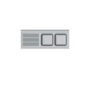 FREGADERO INDUSTRIAL 1400x600mm ESCURRIDOR DERECHA 2 SENOS 400x400 SIN BANCADA