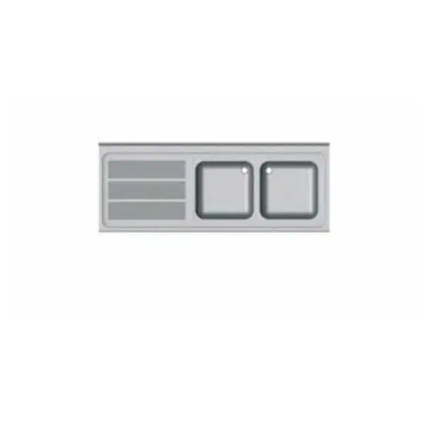 FREGADERO INDUSTRIAL 1400x600mm ESCURRIDOR DERECHA 2 SENOS 400x400 SIN BANCADA