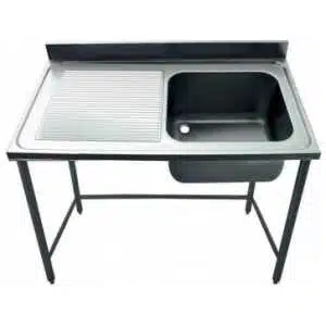 FREGADERO INDUSTRIAL 1400x600mm ESCURRIDOR IZQUIERDA SENO 400x500 CON BANCADA