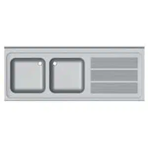 FREGADERO INDUSTRIAL 1600x600mm ESCURRIDOR IZQUIERDA 2 SENOS 400x500 SIN BANCADA