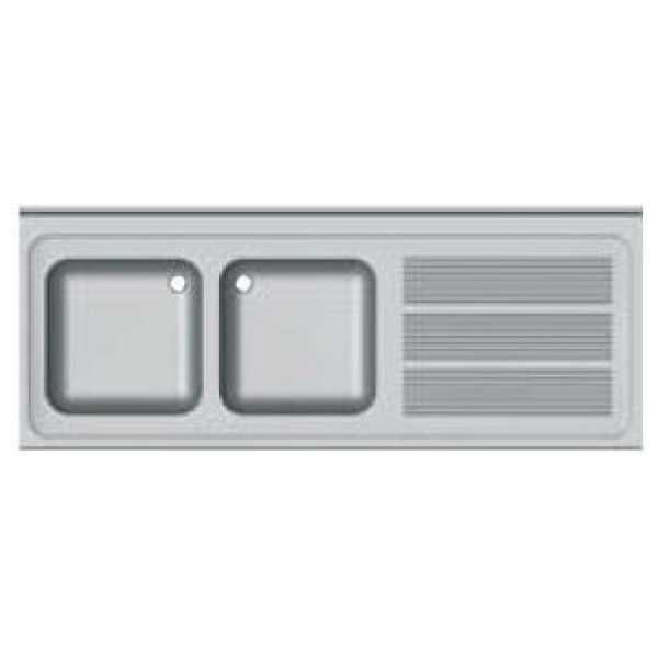 FREGADERO INDUSTRIAL 1600x600mm ESCURRIDOR IZQUIERDA 2 SENOS 400x500 SIN BANCADA