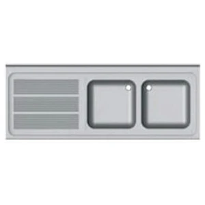 FREGADERO INDUSTRIAL 1600x600mm ESCURRIDOR DERECHA 2 SENOS 400x500 SIN BANCADA