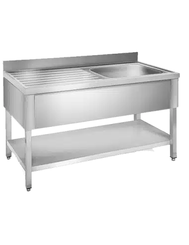 FREGADERO INDUSTRIAL DESMONTABLE 1200x600mm 1 SENO DERECHA CON BANCADA