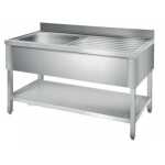 FREGADERO INDUSTRIAL DESMONTABLE 1400x600mm 1 SENO IZQUIERDA CON BANCADA