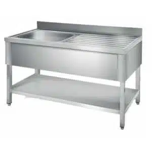FREGADERO INDUSTRIAL DESMONTABLE 1400x600mm 1 SENO IZQUIERDA CON BANCADA
