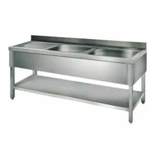 FREGADERO INDUSTRIAL DESMONTABLE 1500x600mm 2 SENO IZQUIERDA CON BANCADA
