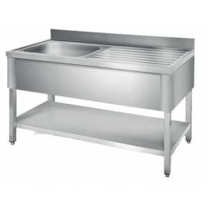 FREGADERO INDUSTRIAL DESMONTABLE 1500x600mm 2 SENO DERECHA CON BANCADA