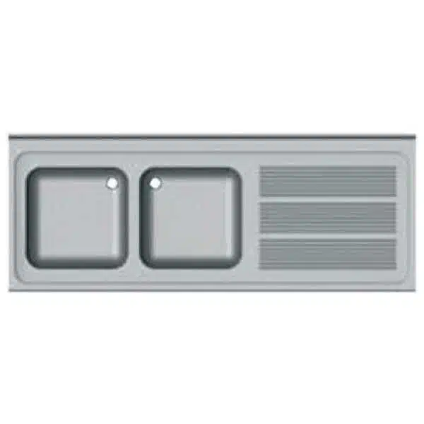 FREGADERO SEMI-INDUSTRIAL 1350x500mm ESCURRIDOR DERECHA 2 SENOS