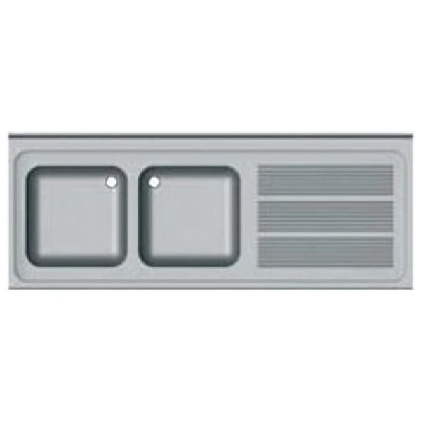 FREGADERO SEMI-INDUSTRIAL 1350x500mm ESCURRIDOR DERECHA 2 SENOS