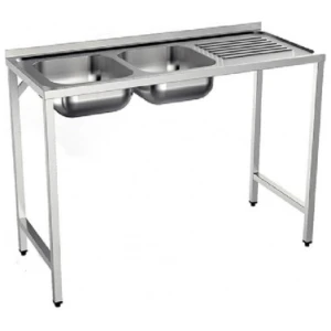 FREGADERO SEMI-INDUSTRIAL 1350x500mm ESCURRIDOR DERECHA 2 SENOS CON BASTIDOR