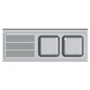 FREGADERO SEMI-INDUSTRIAL 1350x500mm ESCURRIDOR IZQUIERDA 2 SENOS