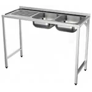FREGADERO SEMI-INDUSTRIAL 1350x500mm ESCURRIDOR IZQUIERDA 2 SENOS CON BASTIDOR