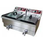 FREIDORA ELECTRICA 8L+8L 3KW+3KW CON GRIFO
