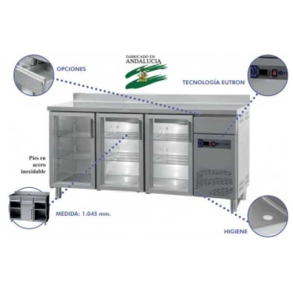 FRENTE MOSTRADOR REFRIGERADO CON PUERTA DE CRISTAL 200