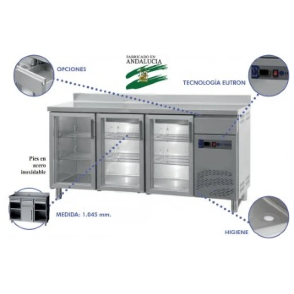 FRENTE MOSTRADOR REFRIGERADO CON PUERTA DE CRISTAL 200