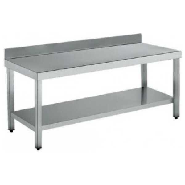 MESA CENTRAL SOLDADA CON ENTREPAÑO 2000x600mm ACERO INOXIDABLE AISI 304
