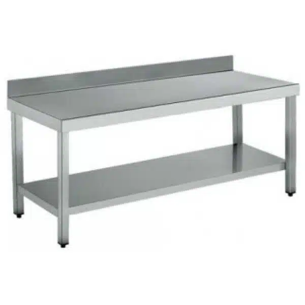 MESA CENTRAL SOLDADA CON ENTREPAÑO 2000x600mm ACERO INOXIDABLE AISI 304