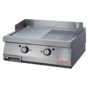 PLANCHA GAS CROMO 80X70 MITAD LISA MITAD RANURADA MARCHEF