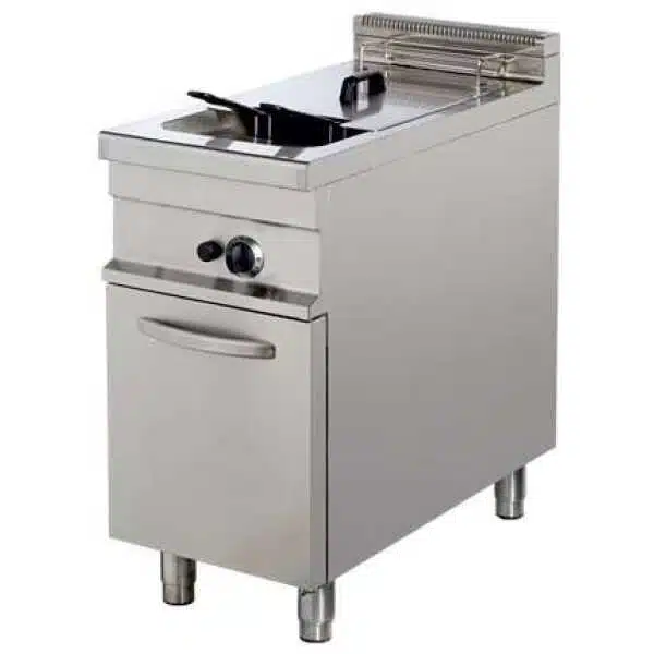 Freidora a gas 1 cuba 8 litros de aceite 10kw 400x700x900h mm GF712 Línea Estambul