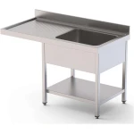 Fregadero Acero Inoxidable 1 Cuba Derecha Para Lavavajillas Fondo 600 Con Estante 1400x600x850h mm IS1614R1DW1