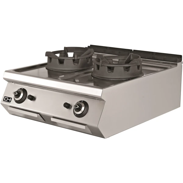 Cocina Wok a Gas Sobremesa 2 fuegos 2 x 18 kW 800x730x300h mm EMPPLS7WK020 Línea 700 Estambul