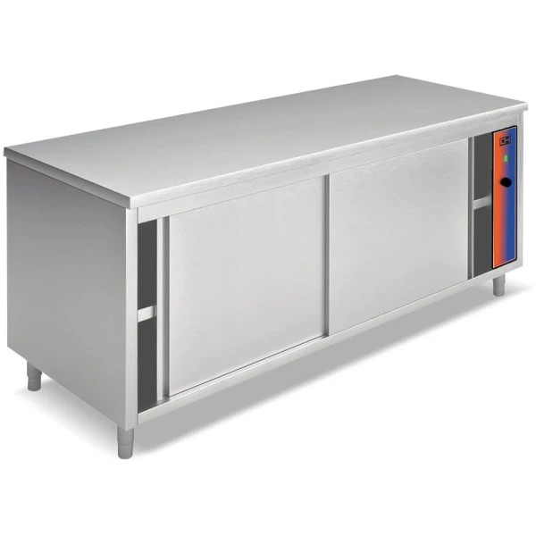 Mesa Caliente Acero Inoxidable 2 m con Puerta Corredera a 1 Cara EMPIDP7200I