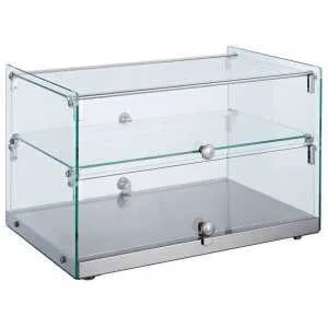 Vitrina Neutra Expositora 2 pisos base inoxidable 555x361x368h mm Línea Pekín XCZ-50L