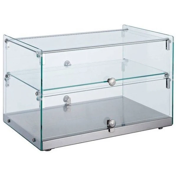 Vitrina Neutra Expositora 2 pisos base inoxidable 555x361x368h mm Línea Pekín XCZ-50L