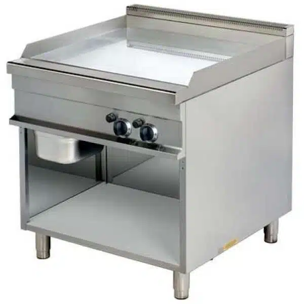 Fry tops a gas acanalado acero 15 mm con baño cromo duro 15kw 850x900x900h mm GG921G Línea Estambul