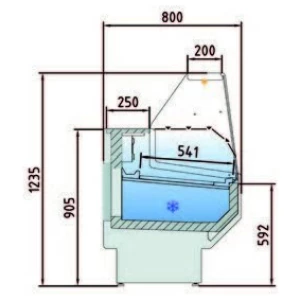 Vitrina Refrigerada Cristal Recto Fondo 800 dim.1055x800x1235h mm Línea Córdoba VED-8-10-R