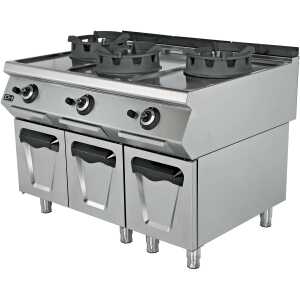 Cocina Wok a Gas Sobremesa 3 fuegos 3 x 18 kW 1200x900x300h mm EMPPLS9WK030 Línea 900 Estambul