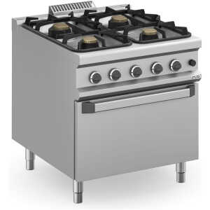 Cocina a gas 4 fuegos 2x7 + 2x11 kW con Horno a Gas MFB98FGXL MAGISTRA PLUS 900
