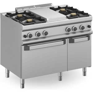 Cocina a gas 4 fuegos 4x7 Kw  y Plancha Central 5