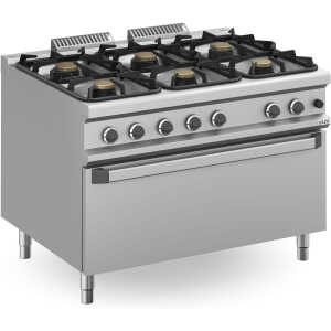 Cocina a gas 6  fuegos  3x7 + 3x11 Kw con Horno EXTRA GRANDE a Gas MFB912FMXXL MAGISTRA PLUS 900