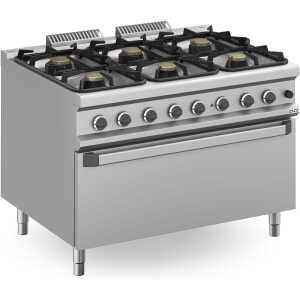 Cocina a gas 6 fuegos  3x7 + 3x11 Kw con Horno EXTRA GRANDE a Gas con Grill  MFB912FMGXXL MAGISTRA PLUS 900