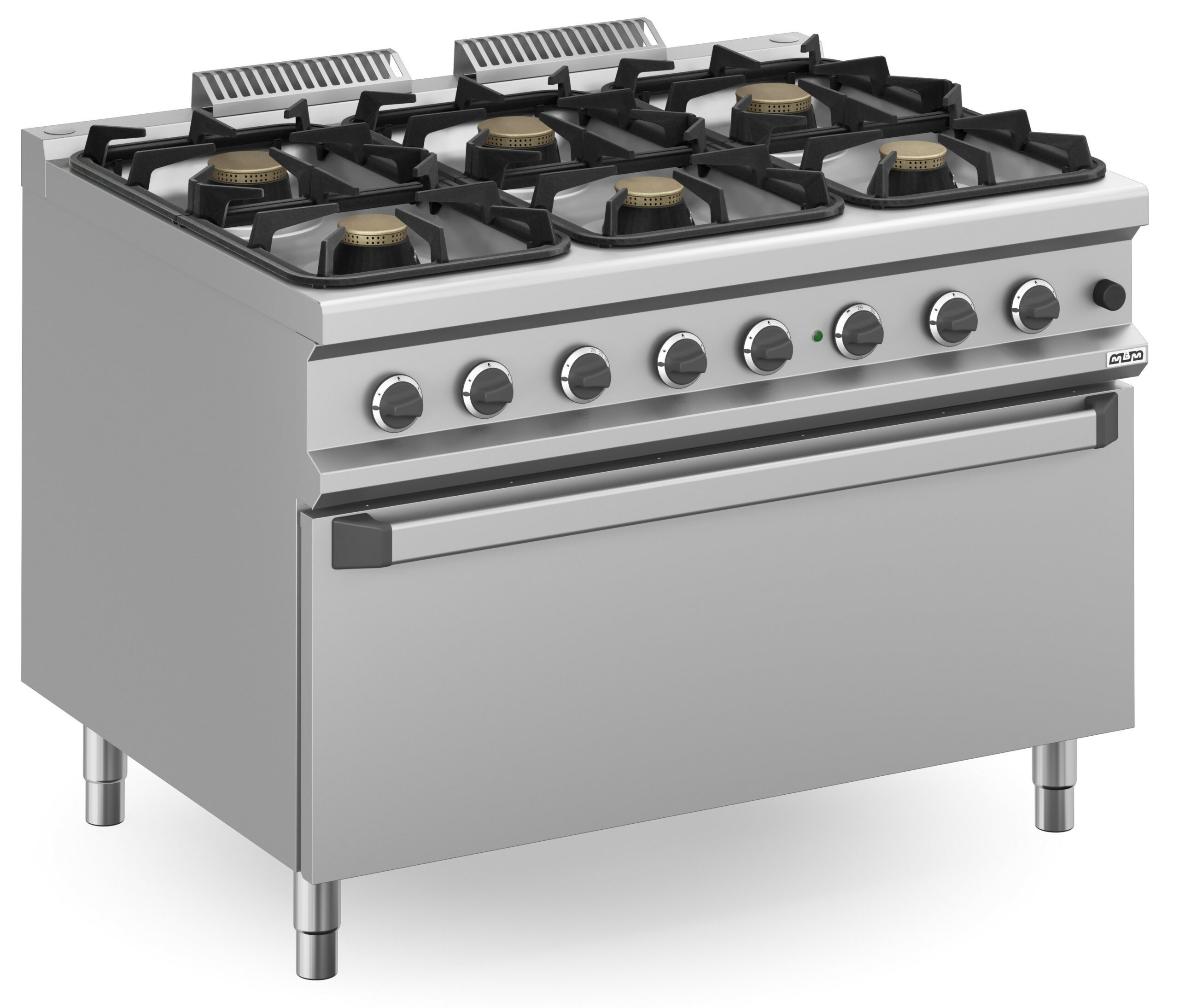 Cocina a gas 6 fuegos 3x7 + 3x11 Kw con Horno EXTRA GRANDE a Gas con Grill MFB912FMGXXL MAGISTRA PLUS 900