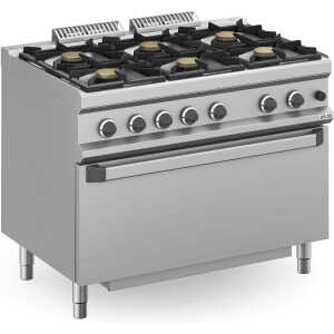 Cocina a gas 6 fuegos 6x7 Kw con Horno EXTRA GRANDE a Gas MFB711FGMXL MAGISTRA PLUS 700